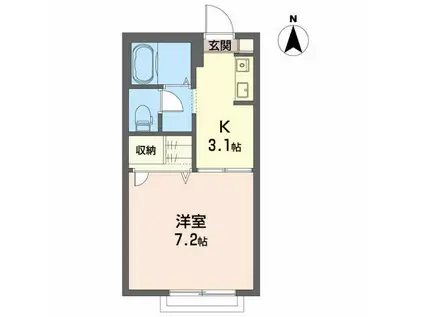アリス北上(1K/2階)の間取り写真
