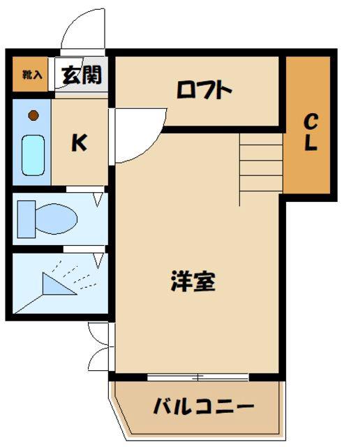 ベールクロヌ(1K/1階)の間取り写真