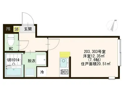 トレフェリクス東十条(ワンルーム/3階)の間取り写真
