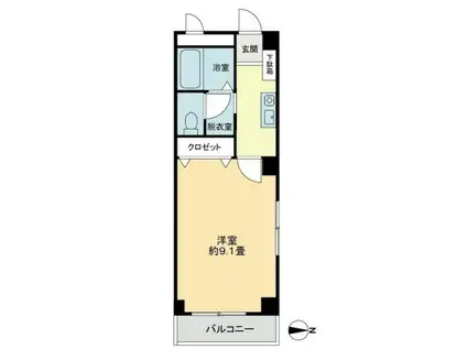 フォブール21・A(1K/1階)の間取り写真