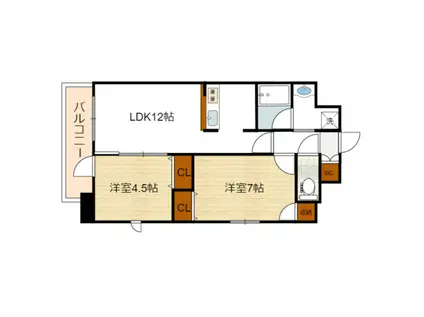 リアライズ花園町駅前(2LDK/10階)の間取り写真