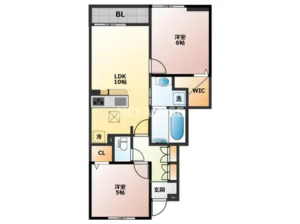 プラシードヒル IX(2LDK/1階)の間取り写真