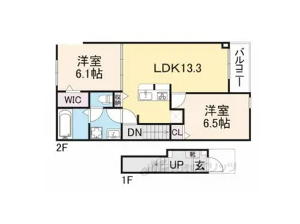 デスパシオ氷上2(2LDK/2階)の間取り写真