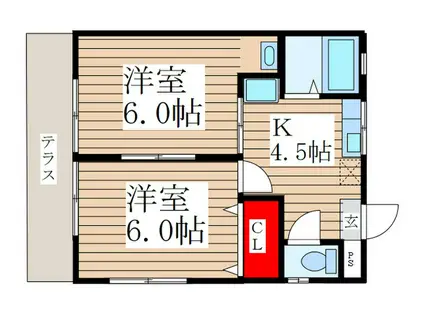 コーポカンナ(2K/1階)の間取り写真