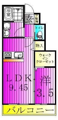 フェリーチェI(1LDK/1階)の間取り写真