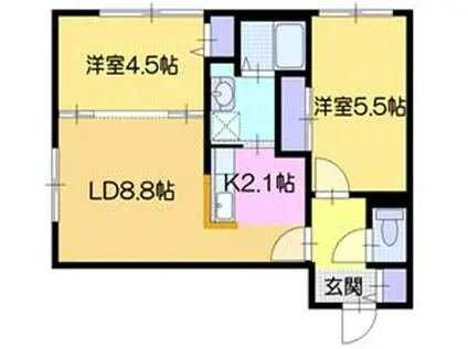 カサトレスパルケ(2LDK/4階)の間取り写真