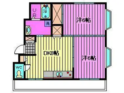 さくらビル(2DK/3階)の間取り写真