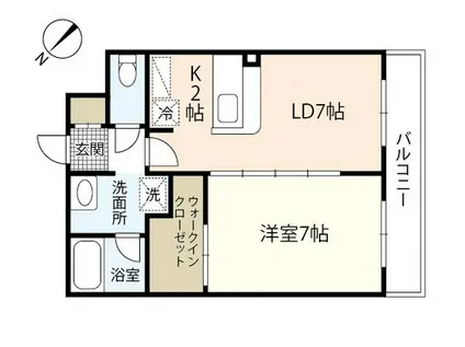 オリオリシティV(1LDK/2階)の間取り写真