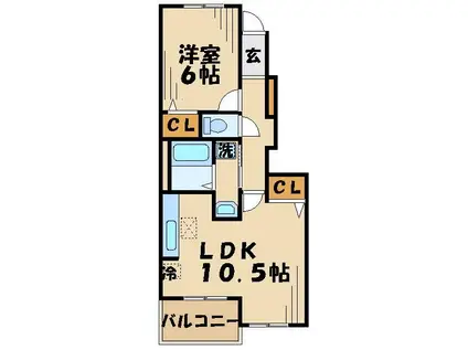 フラン・フィオーレB(1LDK/1階)の間取り写真