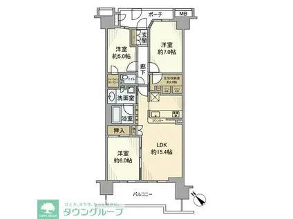 エールガーデン(3LDK/10階)の間取り写真