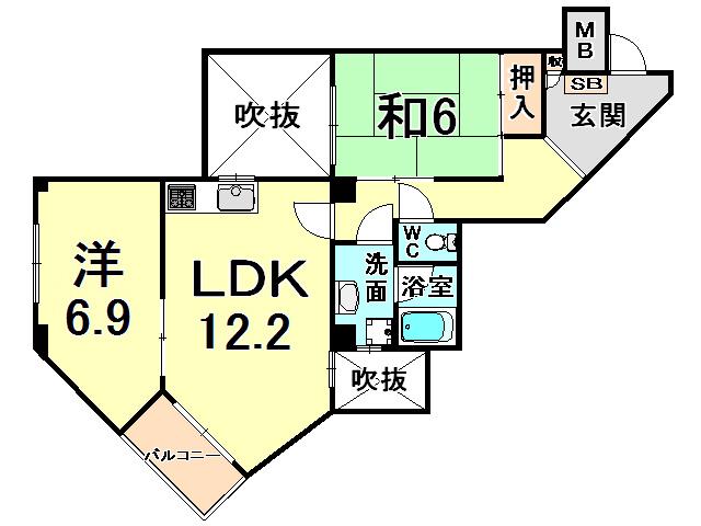 メゾンリベルテ(2LDK/1階)の間取り写真