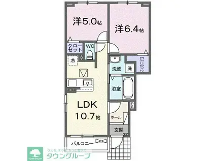 DK SWAN(2LDK/1階)の間取り写真