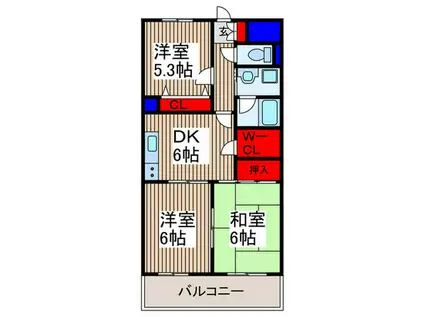 マーブル小手指(3DK/2階)の間取り写真