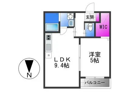 セレニティ法善寺(1LDK/2階)の間取り写真