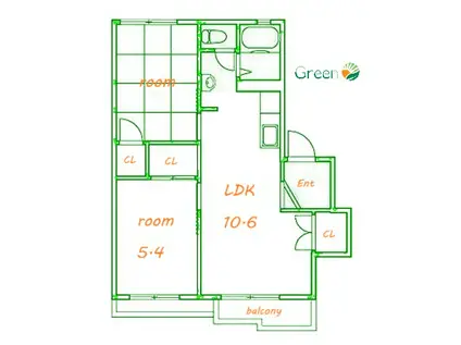 アルカディアA(2LDK/2階)の間取り写真