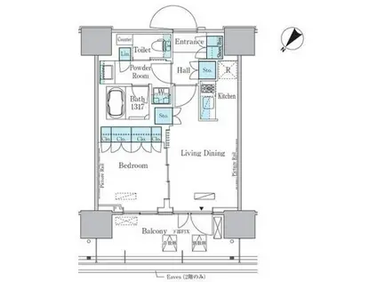 HARUMI FLAG PORT VILLAGE C棟(1LDK/14階)の間取り写真