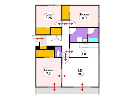 ハウス津倉(3LDK/2階)の間取り写真