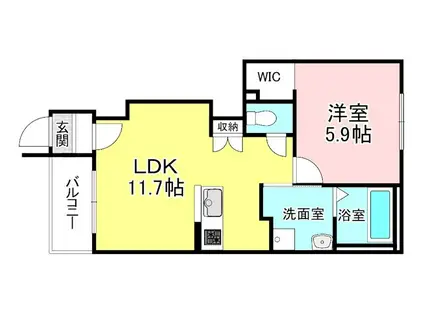 フェリシアIII(1LDK/1階)の間取り写真