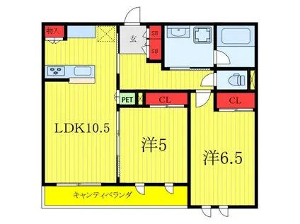 ヴァンドール志村(2LDK/2階)の間取り写真
