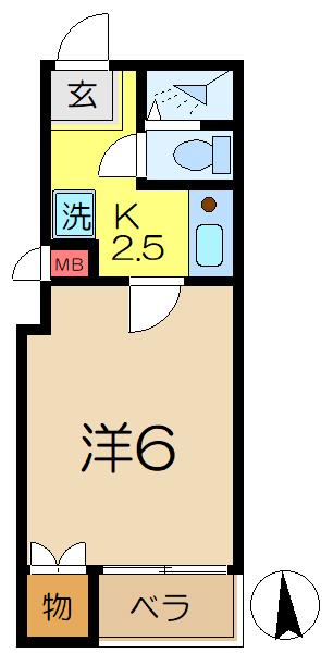 メゾンミツハシ(1K/2階)の間取り写真