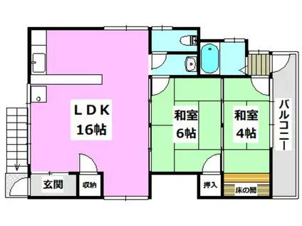 上土室5丁目アパート(2LDK/2階)の間取り写真