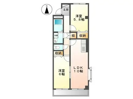 BELL CREST II(2LDK/4階)の間取り写真