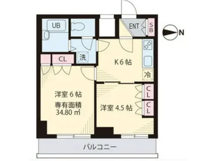 ベイステート安間(2DK/10階)の間取り写真