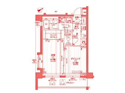 AXAS菊名LR(1DK/4階)の間取り写真