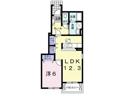 ナスカ I(1LDK/1階)の間取り写真