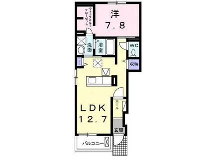 エスポアール・ユイット(1LDK/1階)の間取り写真