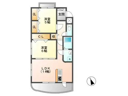 マスターズ・フォートII(2LDK/1階)の間取り写真