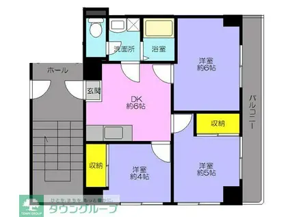 石田ビル(3DK/3階)の間取り写真