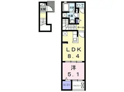 アクアプラ浅江6 I 1LDK(1LDK/2階)の間取り写真