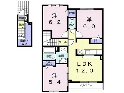 BELLE ROSE III(3LDK/2階)の間取り写真