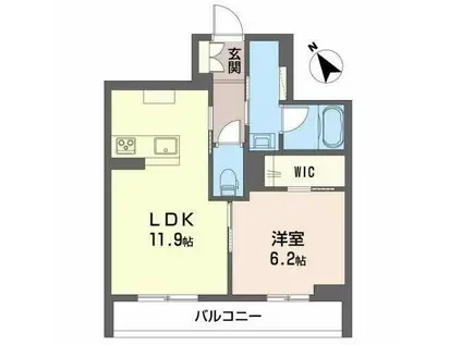 LULUBISIII美田園(1LDK/3階)の間取り写真