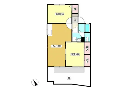 パークアベニュー小塚(2LDK/1階)の間取り写真