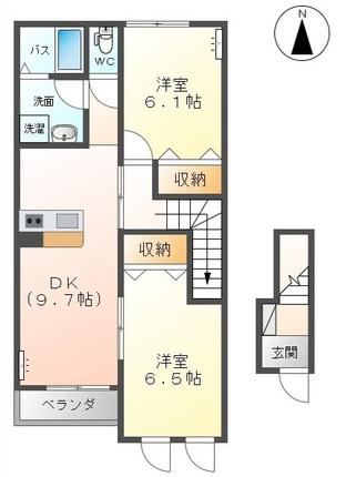 プログレス(2DK/2階)の間取り写真