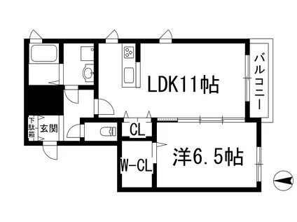 シャーメゾン カストル(1LDK/1階)の間取り写真