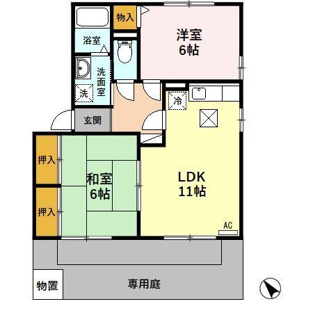SALT VALLEY COURT B(2LDK/1階)の間取り写真