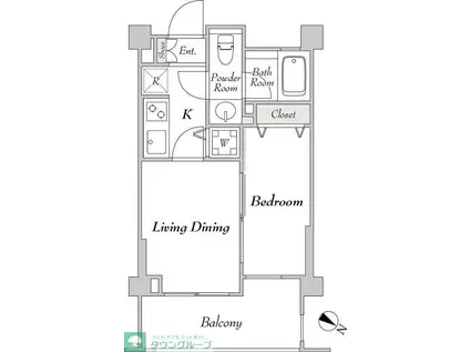 ミリアレジデンス洗足(1DK/2階)の間取り写真