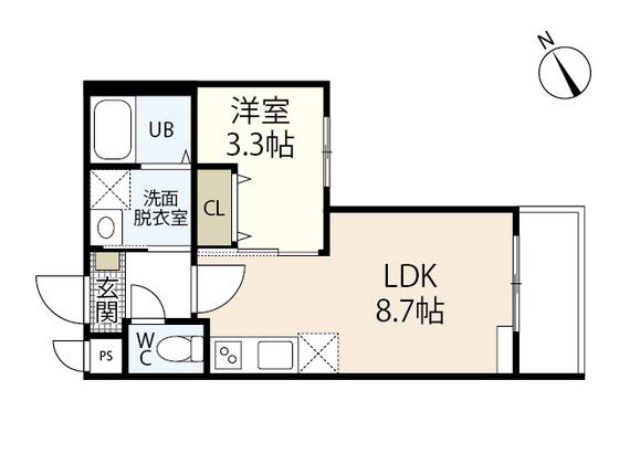 MOVE広本町ノース(1LDK/3階)の間取り写真