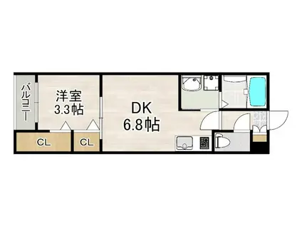 メゾンルミナ(1DK/3階)の間取り写真