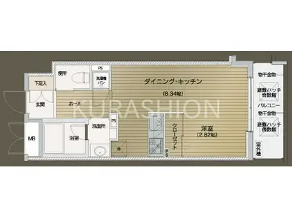 レジデンシャルヒルズ・ヴィラ・スタイル(ワンルーム/7階)の間取り写真