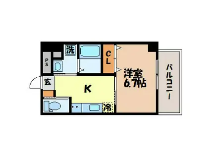 アム フェリシェ(1K/3階)の間取り写真