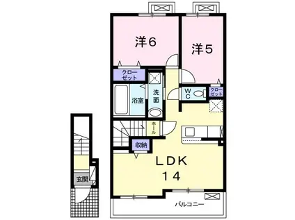 グランシャリオ M(2LDK/2階)の間取り写真
