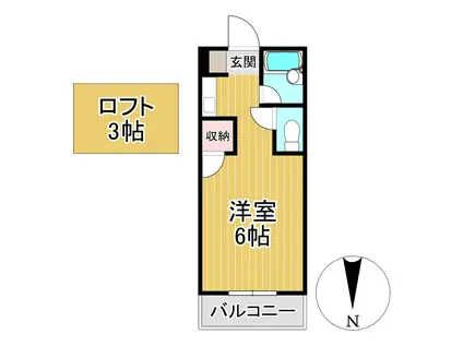ドルフィンハイム(ワンルーム/2階)の間取り写真