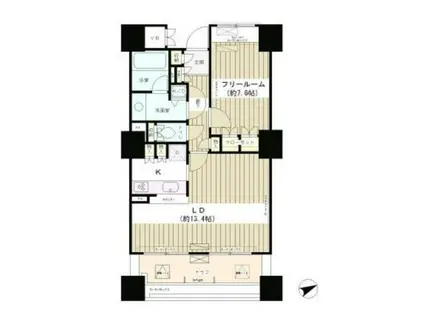 エンブレムコート明石町(1SK/4階)の間取り写真