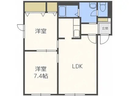 ビオス233I(2LDK/1階)の間取り写真