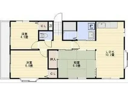 デュエットかもしか(3LDK/2階)の間取り写真