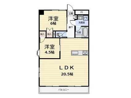 ファーストタウン(2LDK/6階)の間取り写真